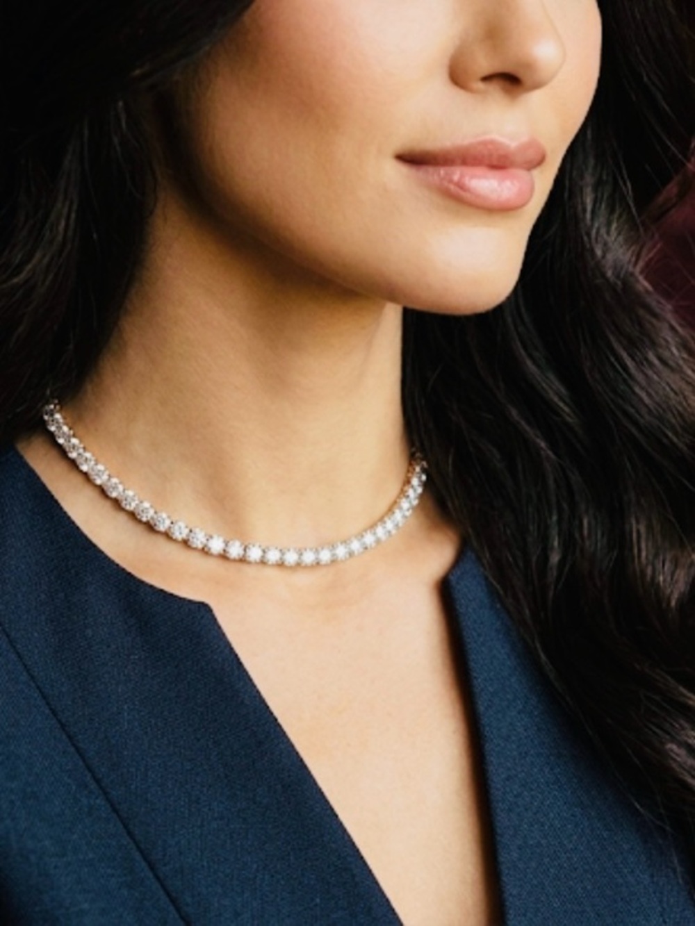 Bling Refined Silver Crystal Choker Necklace